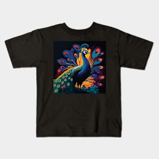 Elegant Peacock Art Kids T-Shirt